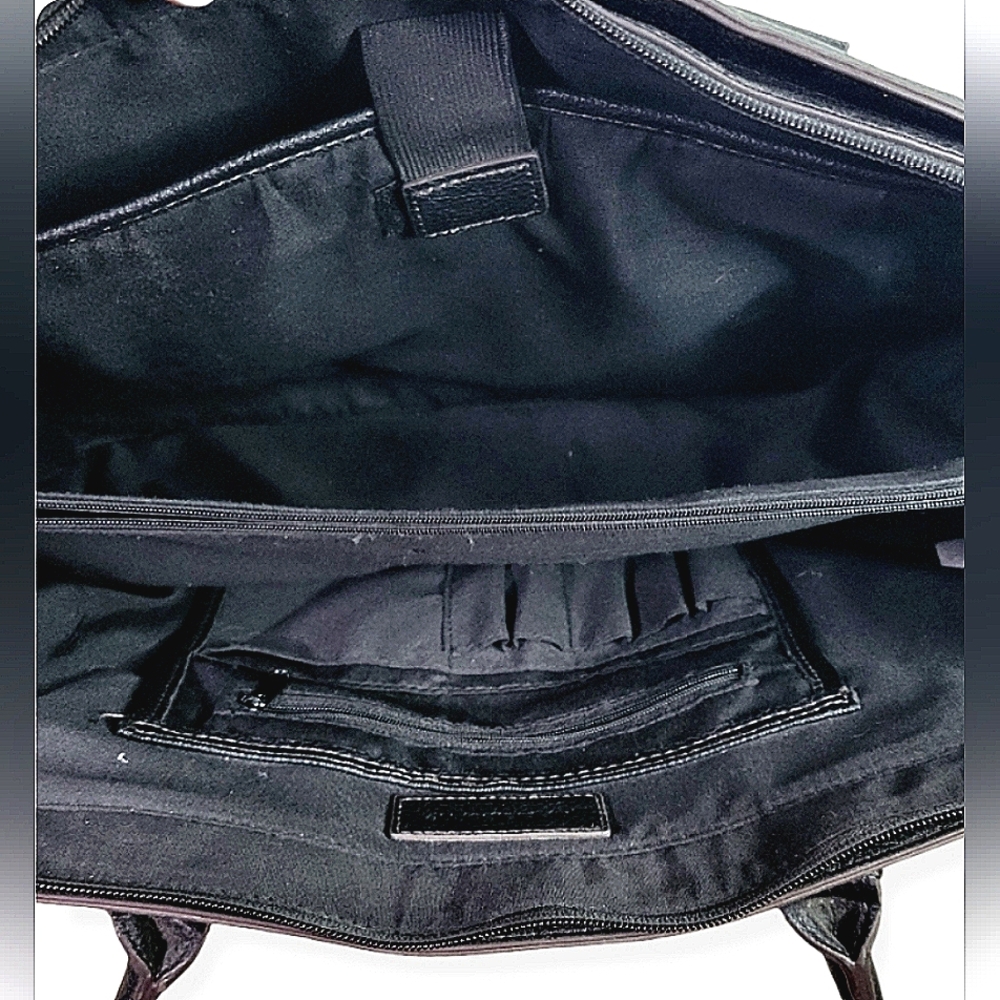 Liz Claiborne Black Laptop Bag Briefcasw with Structured Pebbled Design - Picture 12 of 16